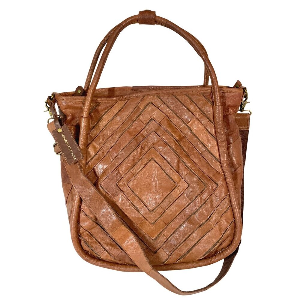 Anthropologie Monserat De Lucca Benecio Leather Patchwork XLarge Tote Bag Boho